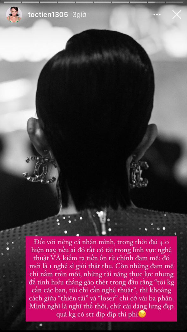 Nghi vấn Tóc Tiên đưa ra quan điểm về phát ngôn gây tranh cãi của các thí sinh “Rap Việt“ ảnh 1