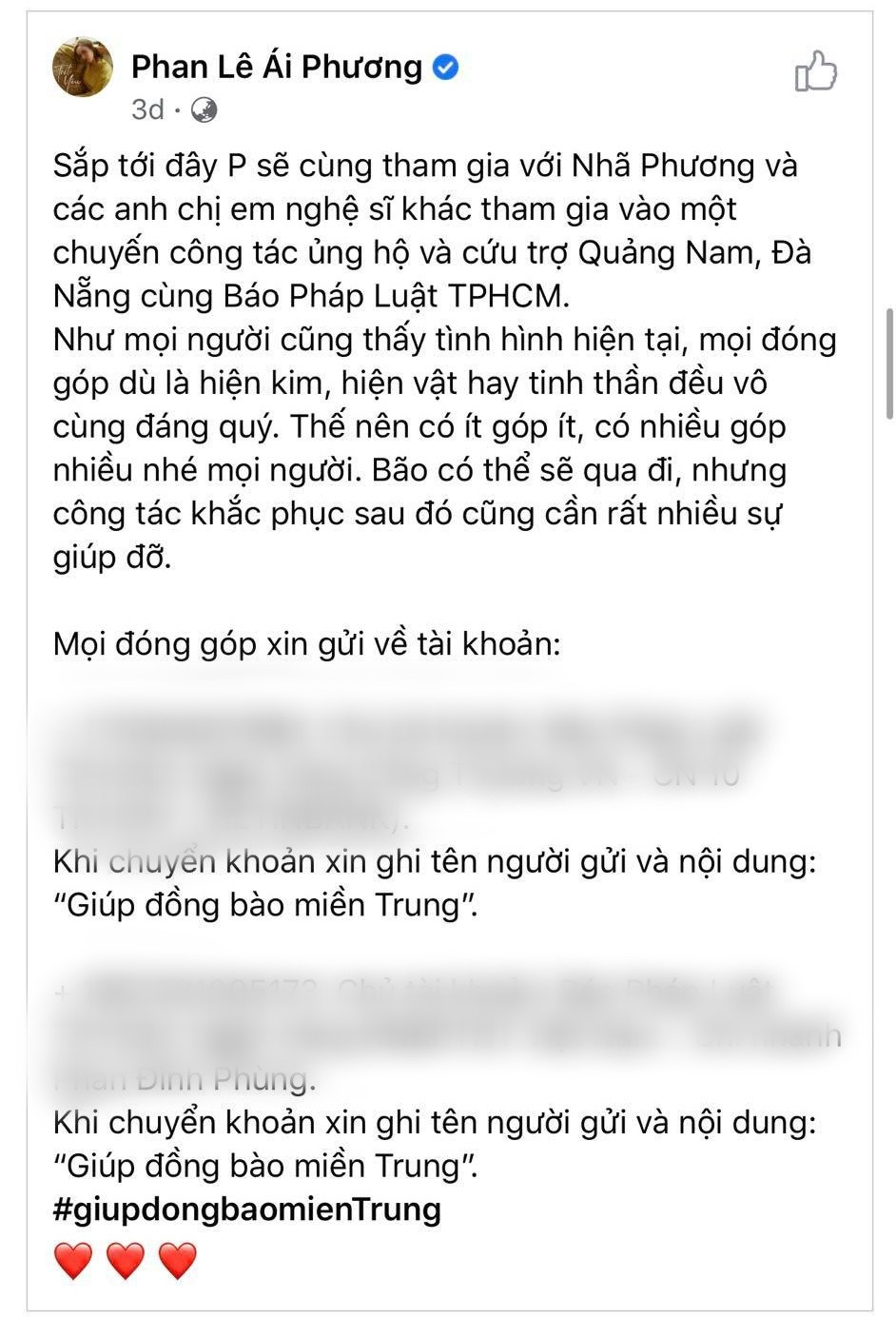 Ấm lòng khi hàng loạt sao Việt đích thân đi cứu trợ người dân miền Trung mùa bão lũ ảnh 4