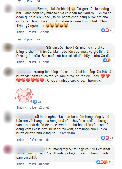Hàng loạt những bình luận cảm ơn Thủy Tiên và tiếp tục quyên góp chung tay với nữ ca sĩ để chia sẻ khó khăn với người dân miền Trung. Thủy Tiên chưa thể về TP.HCM, tiết lộ số tiền quyên góp “chi viện Miền Trung” sau 3 ngày ảnh 6