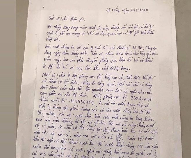 Bức thư cảm động dán tại Ký túc xá của một nữ sinh viên gửi người bị cách ly ảnh 1
