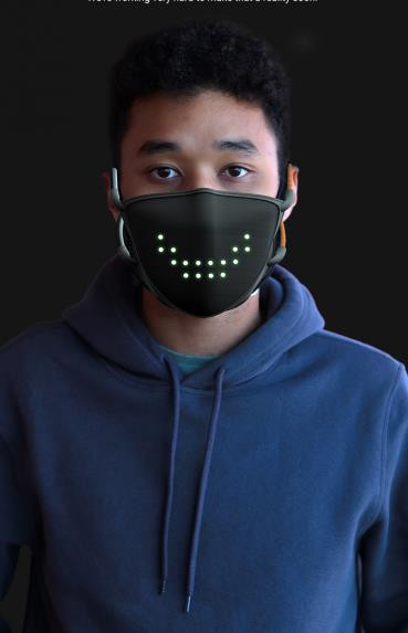 Khẩu trang hiển thị nụ cười, sáng đèn nhấp nháy khi nói ảnh 2