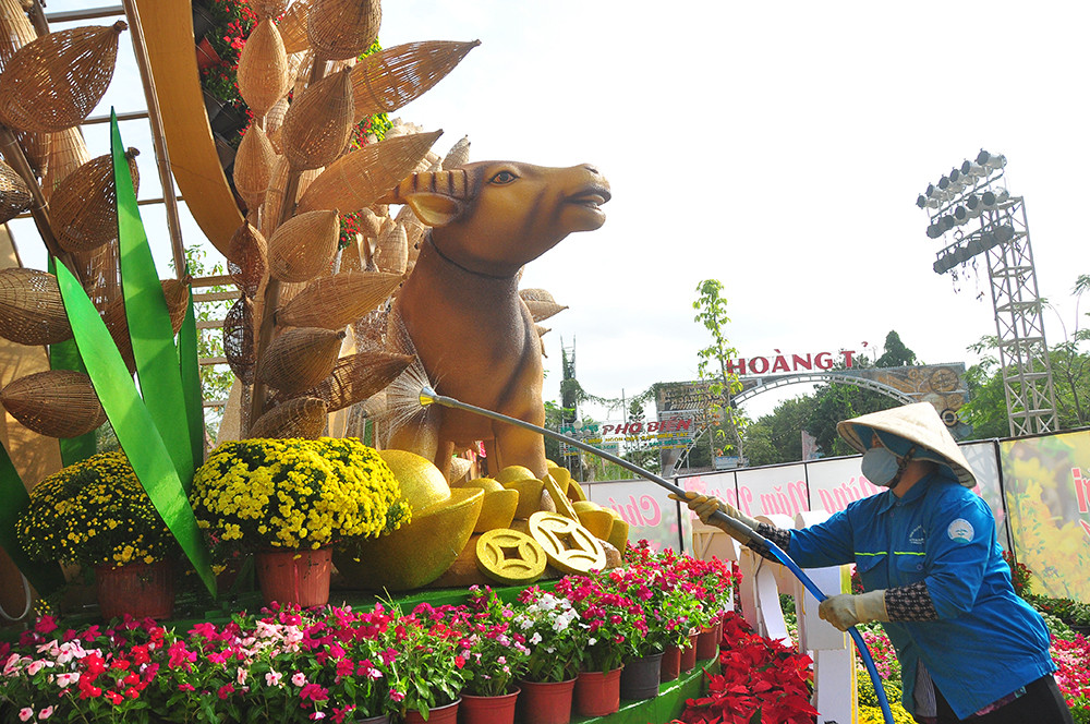 'Trâu lái phi thuyền' và nhiều mô hình đẹp mắt tại đường hoa Xuân Cần Thơ ảnh 8