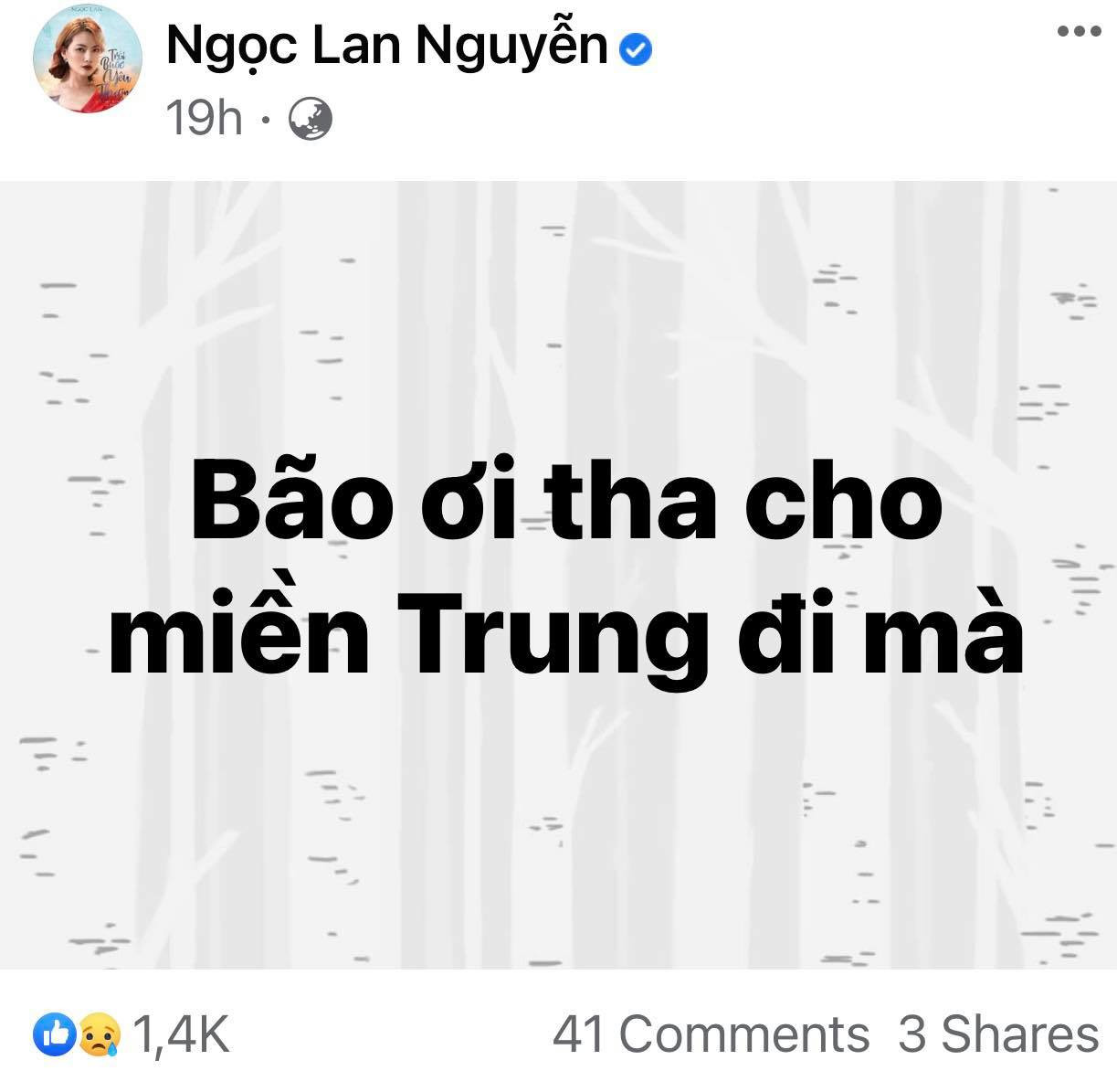 Nữ diễn viên Ngọc Lan cũng mong bão sẽ sớm qua đi Trấn Thành, Bảo Thy, Đại Nghĩa và nhiều sao Việt một lòng hướng về miền Trung mùa bão lũ ảnh 5