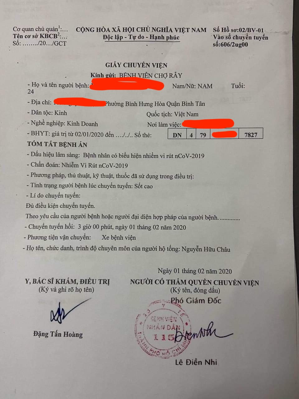 Phát tán 'giấy chuyển viện' giả bệnh nhân nhiễm virus corona ảnh 1