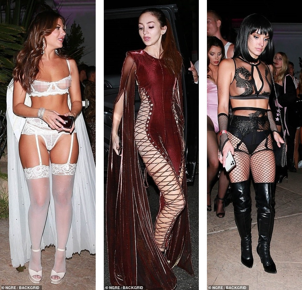 Dàn mỹ nhân diện nội y xuyên thấu dự tiệc Halloween của Paris Hilton ảnh 1
