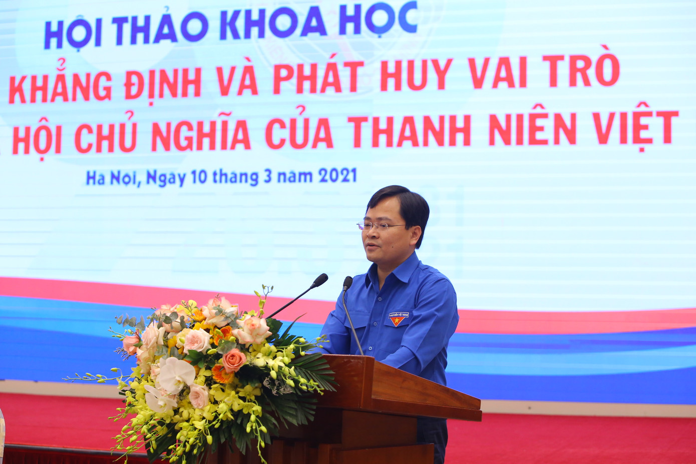 Anh Nguyễn Anh Tuấn, Uỷ viên T.Ư Đảng, Bí thư thứ nhất T.Ư Đoàn, Chủ tịch T.Ư Hội LHTN Việt Nam phát biểu khai mạc hội thảo. Tuổi trẻ phải có khát vọng, hoài bão, ham làm việc lớn ích quốc lợi dân ảnh 1