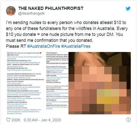 Mẫu nữ dùng ảnh khoả thân gây quỹ cho thảm hoạ cháy rừng ở Úc gây tranh cãi ảnh 1