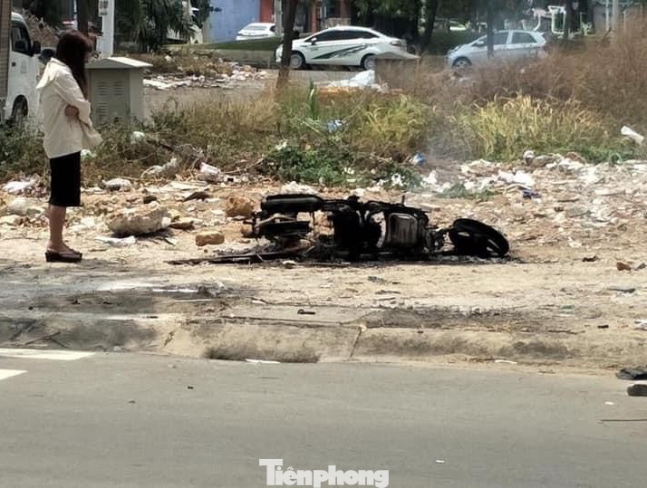 Cô gái châm lửa đốt xe SH trong công viên ở Bình Dương ảnh 1