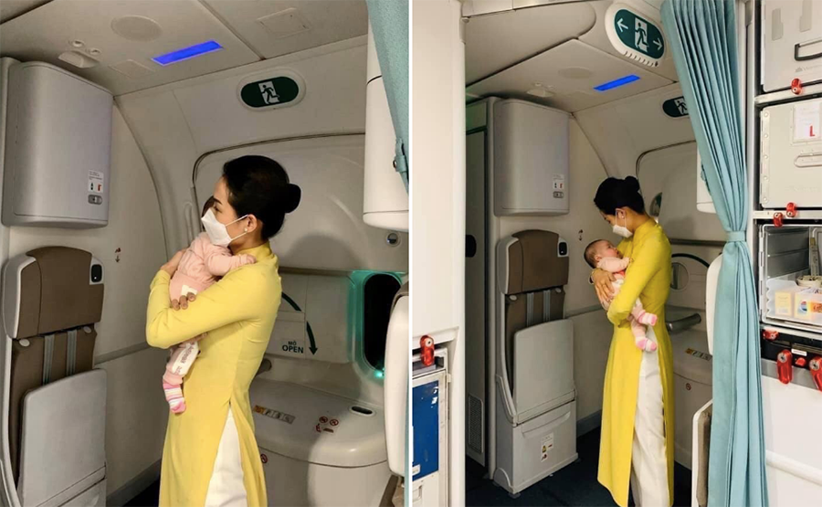 Xúc động nữ tiếp viên chăm bé 2 tháng tuổi trên máy bay ảnh 1