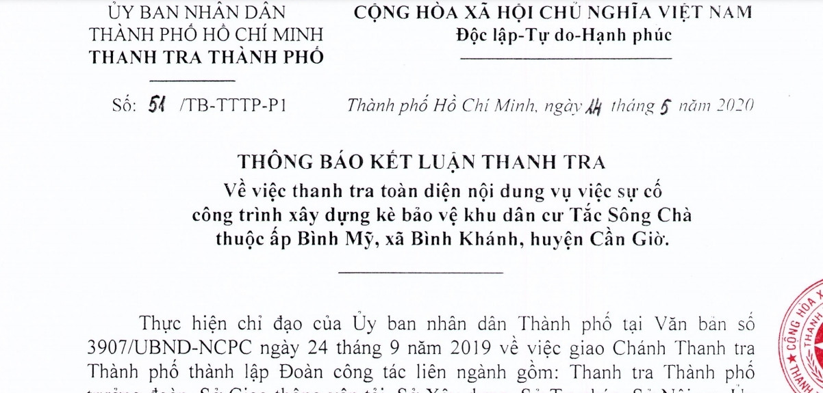 Sập kè Tắc Sông Chà, nguyên Phó Giám đốc Sở GTVT TPHCM bị kiểm điểm ảnh 1
