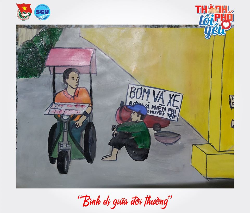 Đốn tim với loạt tranh ký họa “Thành phố tôi yêu” của sinh viên ĐH Sài Gòn ảnh 15