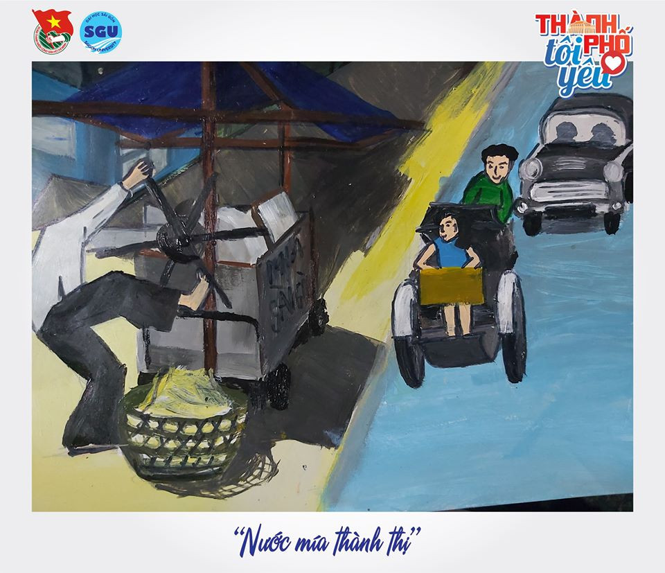 Đốn tim với loạt tranh ký họa “Thành phố tôi yêu” của sinh viên ĐH Sài Gòn ảnh 6