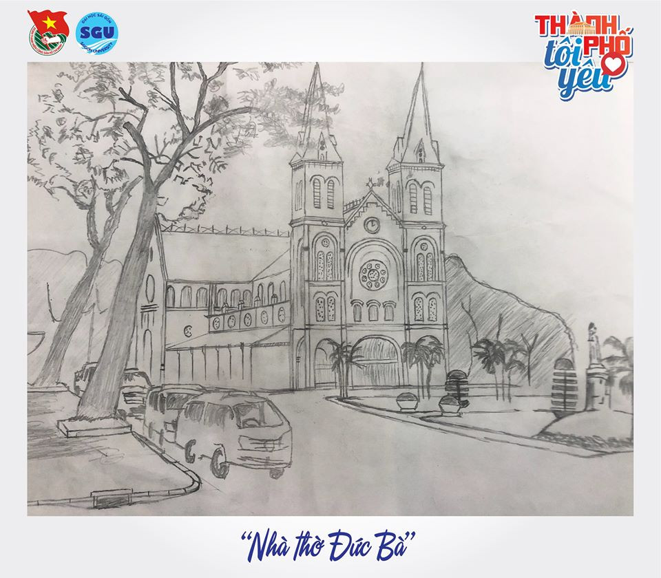 Đốn tim với loạt tranh ký họa “Thành phố tôi yêu” của sinh viên ĐH Sài Gòn ảnh 8