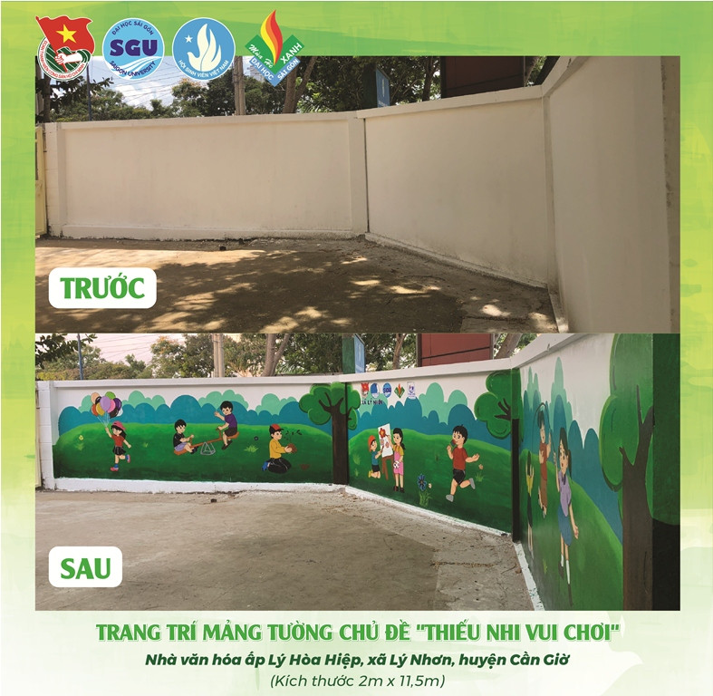 Sinh viên tình nguyện trường ĐH Sài Gòn làm hồi sinh những mảng tường cũ ảnh 8
