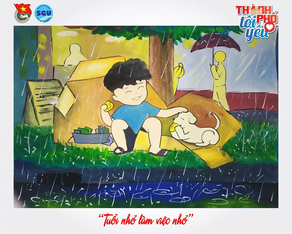 Đốn tim với loạt tranh ký họa “Thành phố tôi yêu” của sinh viên ĐH Sài Gòn ảnh 22