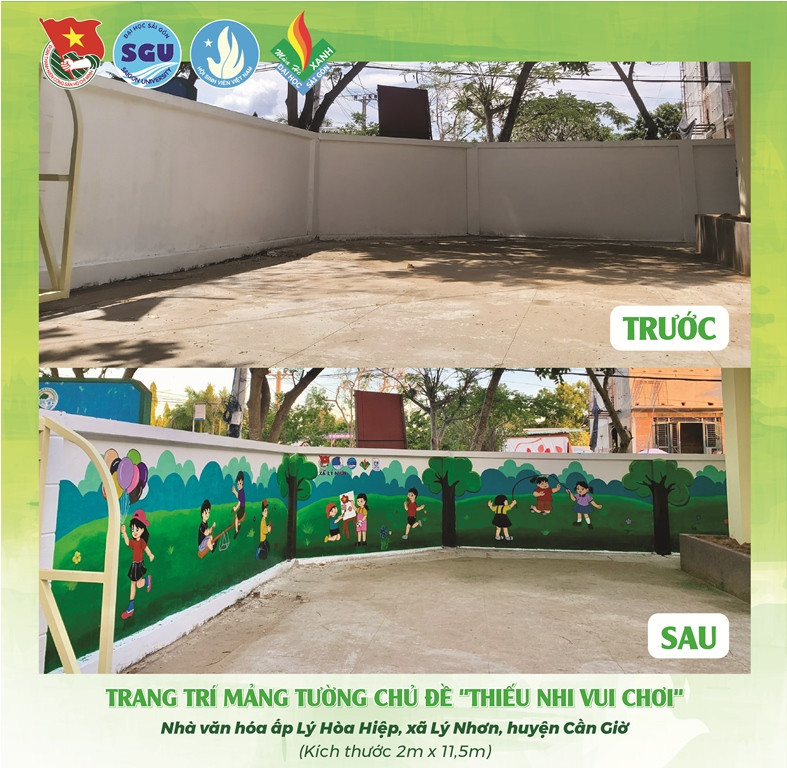 Sinh viên tình nguyện trường ĐH Sài Gòn làm hồi sinh những mảng tường cũ ảnh 7