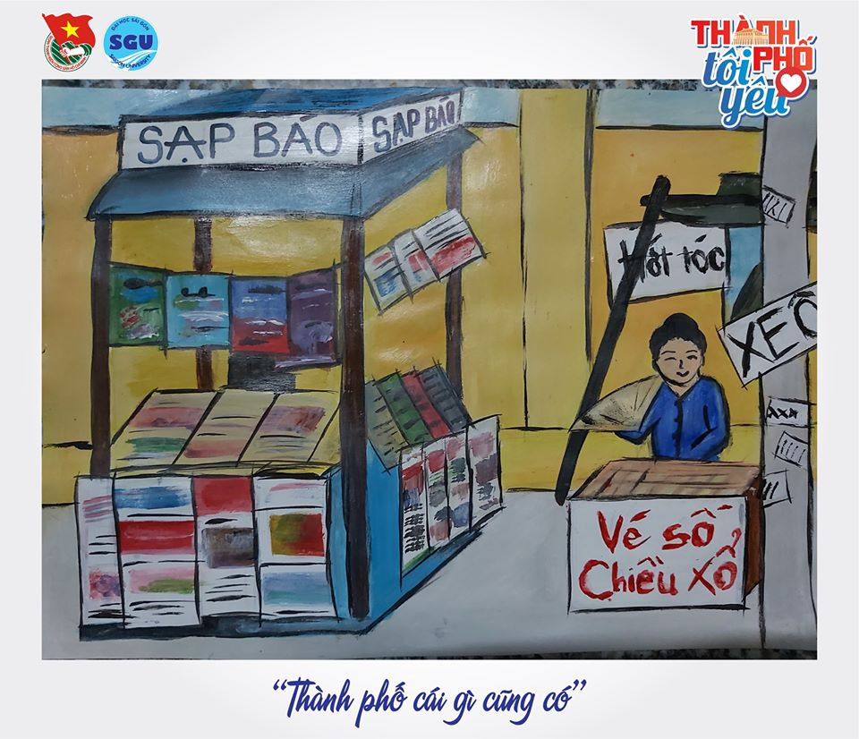 Đốn tim với loạt tranh ký họa “Thành phố tôi yêu” của sinh viên ĐH Sài Gòn ảnh 9