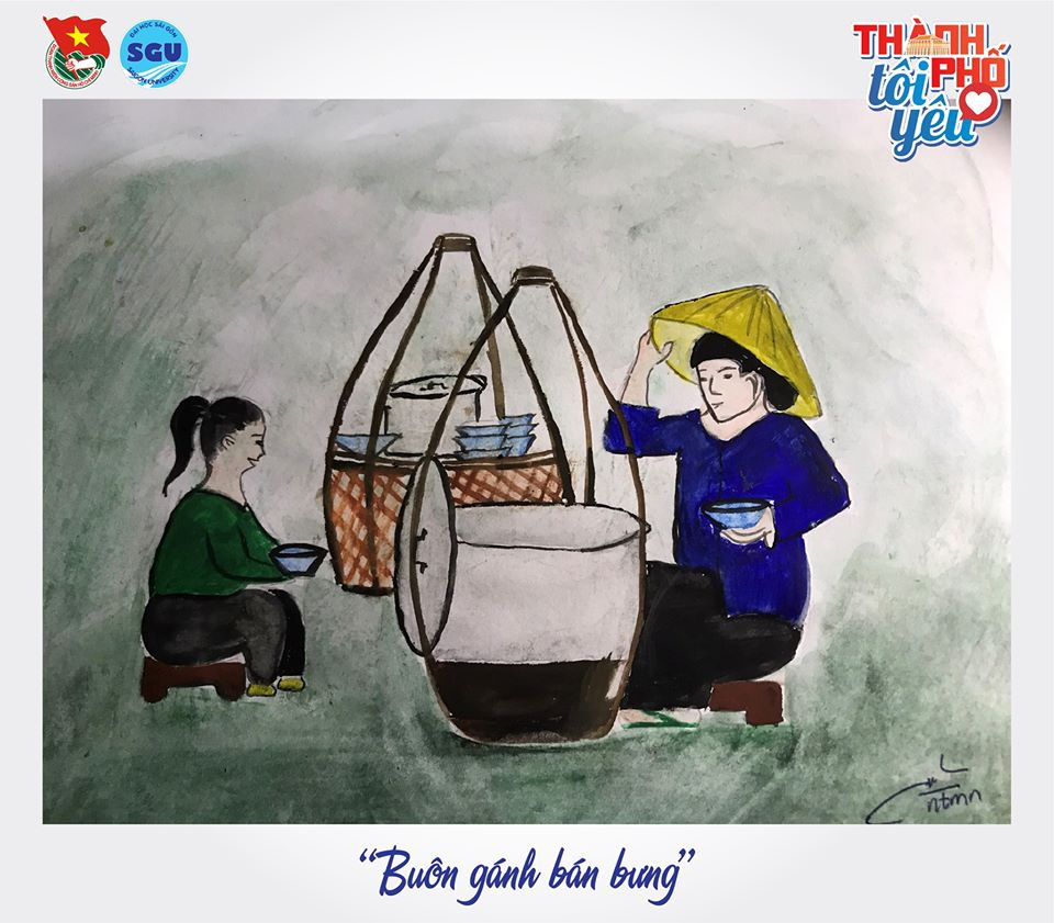 Đốn tim với loạt tranh ký họa “Thành phố tôi yêu” của sinh viên ĐH Sài Gòn ảnh 5