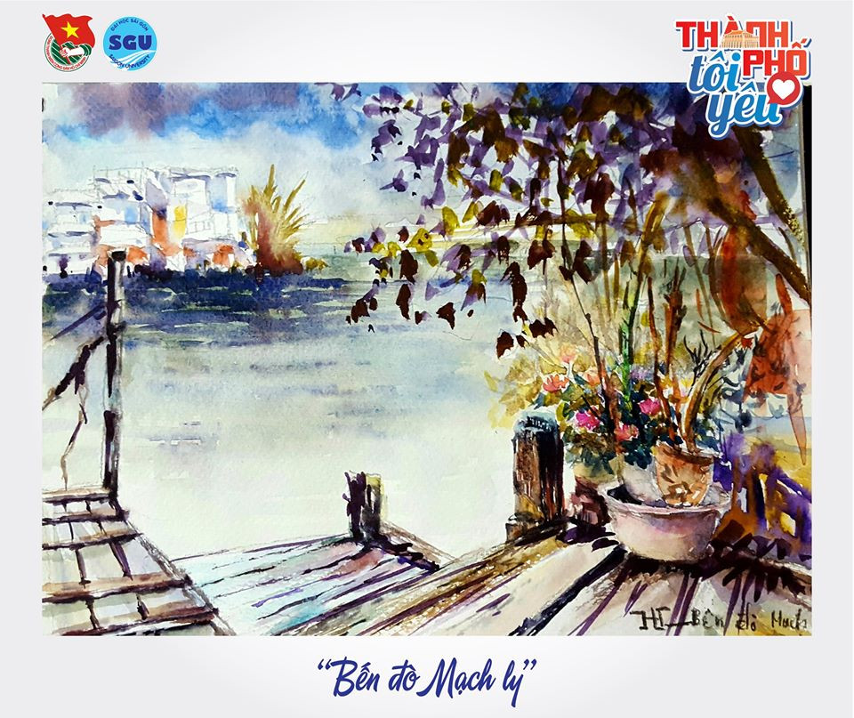 Đốn tim với loạt tranh ký họa “Thành phố tôi yêu” của sinh viên ĐH Sài Gòn ảnh 4