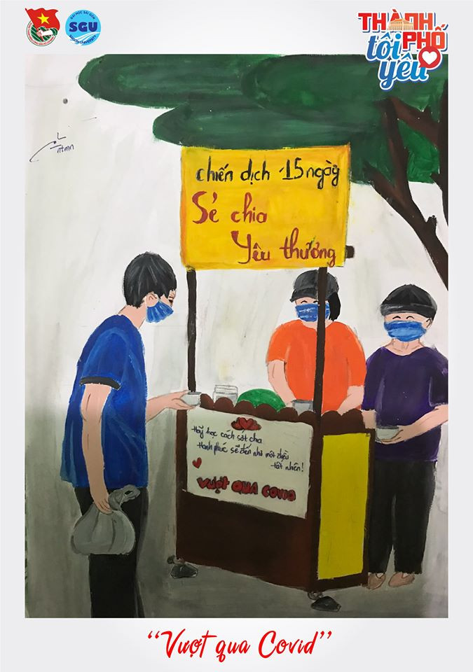 Đốn tim với loạt tranh ký họa “Thành phố tôi yêu” của sinh viên ĐH Sài Gòn ảnh 2