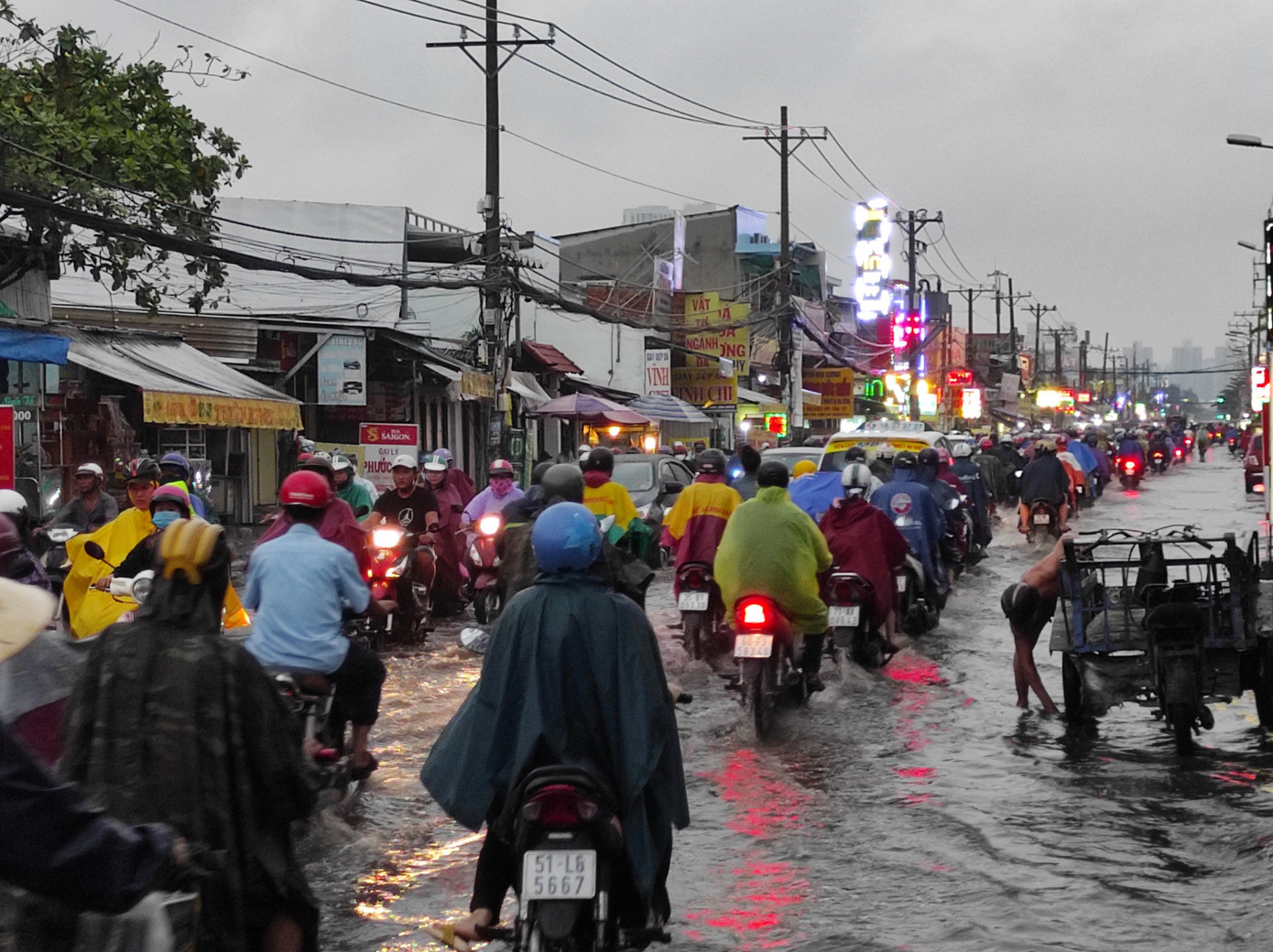 Đường phố cửa ngõ phía Tây TPHCM lại biến thành... 'sông' ảnh 2