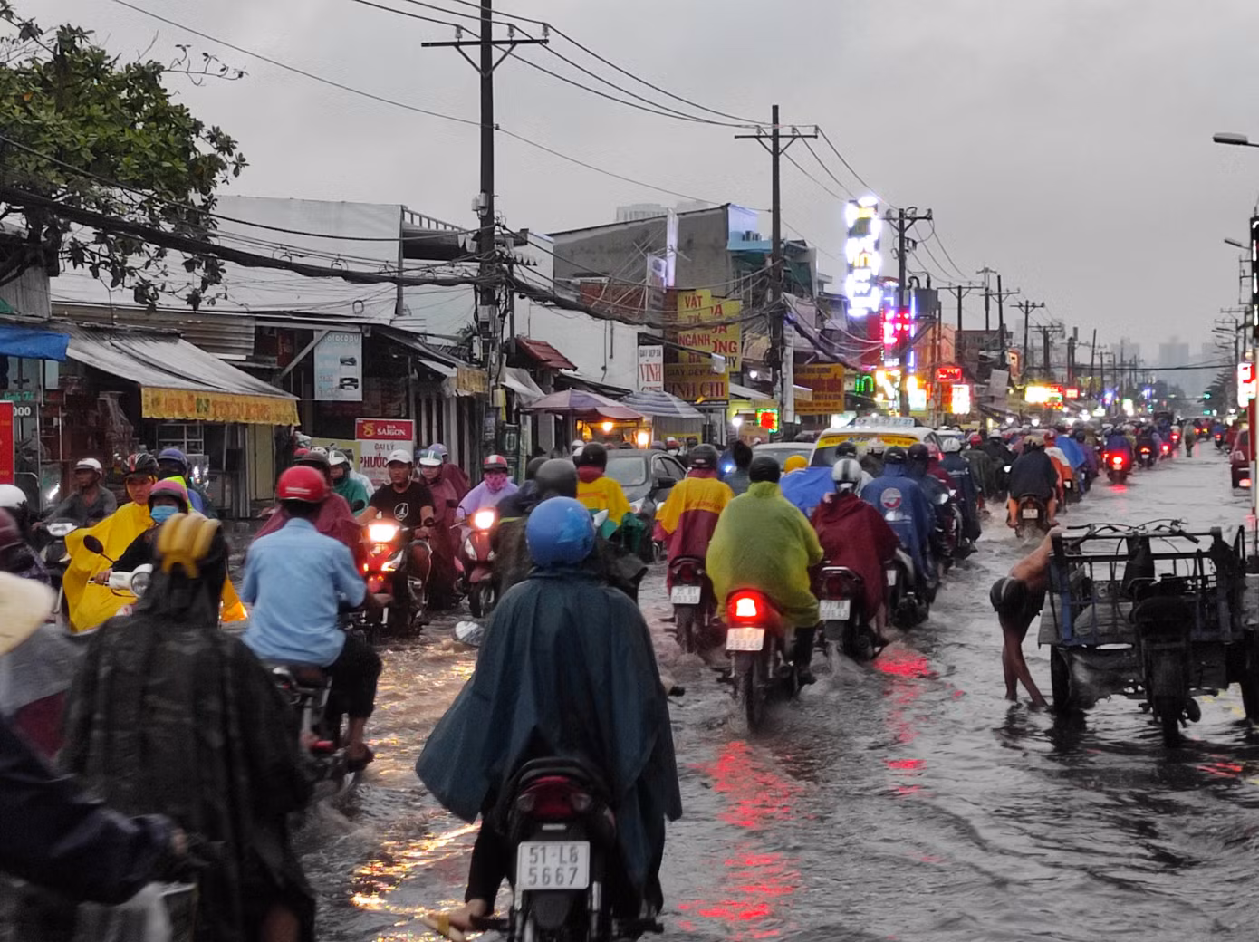 Đường phố cửa ngõ phía Tây TPHCM lại biến thành... 'sông' ảnh 2