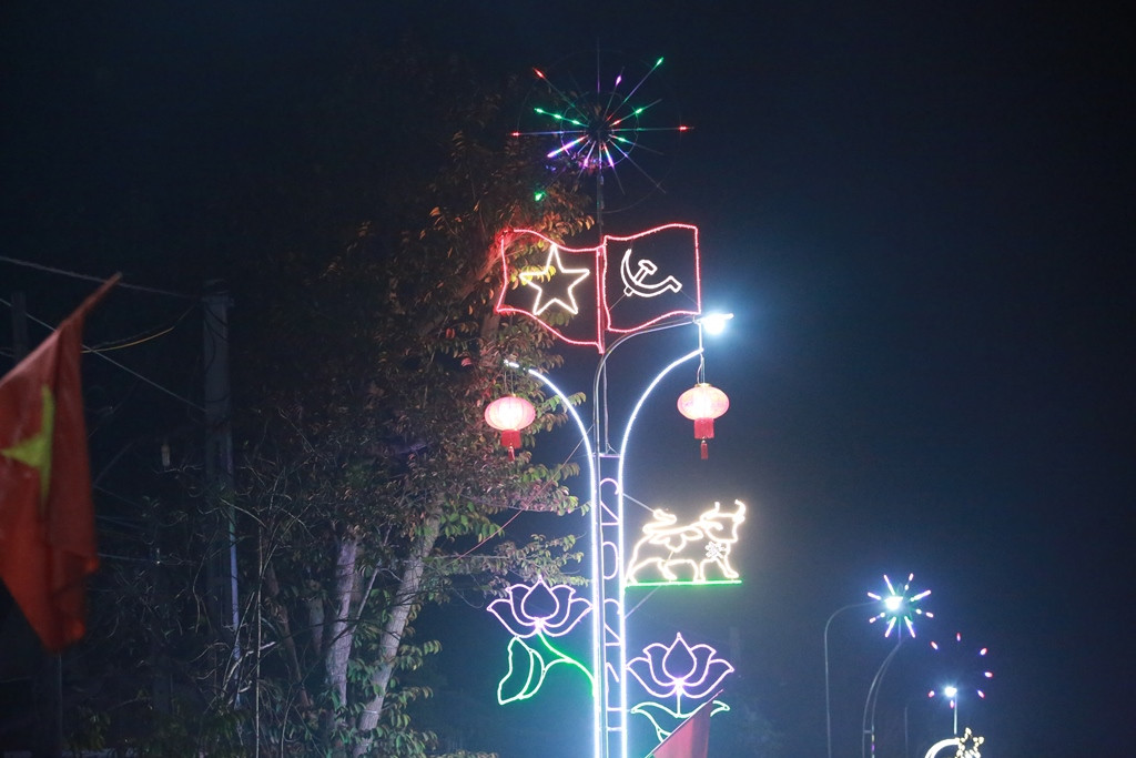 Đường phố, làng xóm miền Trung trang hoàng đẹp như cổ tích trước giao thừa ảnh 4