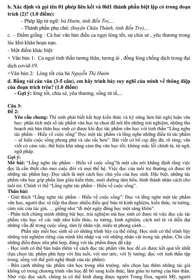 Đáp án bài thi Ngữ Văn tuyển sinh 10 TP.HCM môn Ngữ Văn 2020 ảnh 4