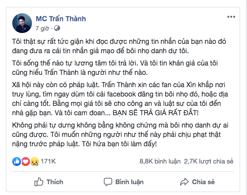 Trấn Thành bức xúc, 'dằn mặt' kẻ tung tin đi 'bay lắc' cùng Anh Đức, Hồ Quang Hiếu ảnh 1