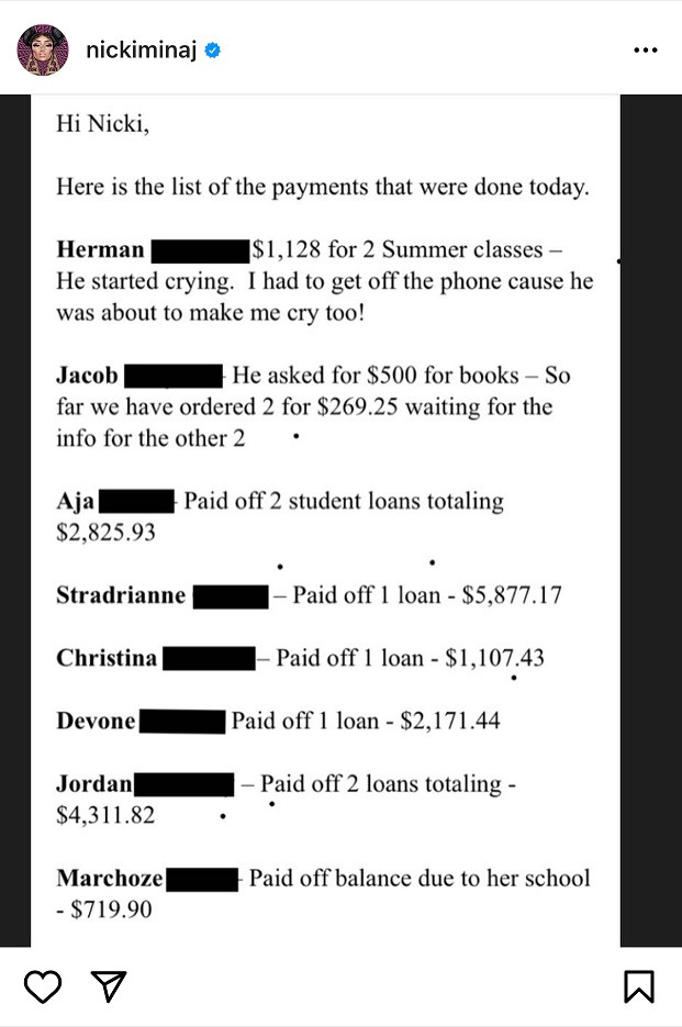 Những lần Nicki Minaj khiến dân mạng “tan chảy” vì sự tử tế, sẵn lòng giúp đỡ người khác ảnh 4