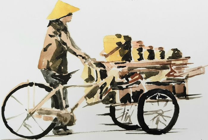 Sài Gòn thật dễ thương nhưng không kém phần sâu lắng trong tập "Sài Gòn trăm bước" “Lang thang phố thị“: Khám phá Việt Nam tươi đẹp qua tranh ký họa ảnh 1