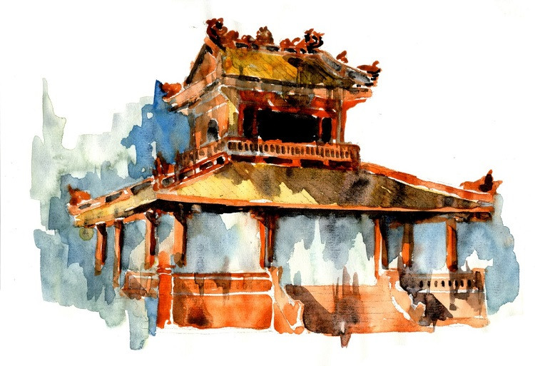 Phu Văn Lâu - địa điểm không thể không dừng chừng khi đi du lịch Huế “Lang thang phố thị“: Khám phá Việt Nam tươi đẹp qua tranh ký họa ảnh 4