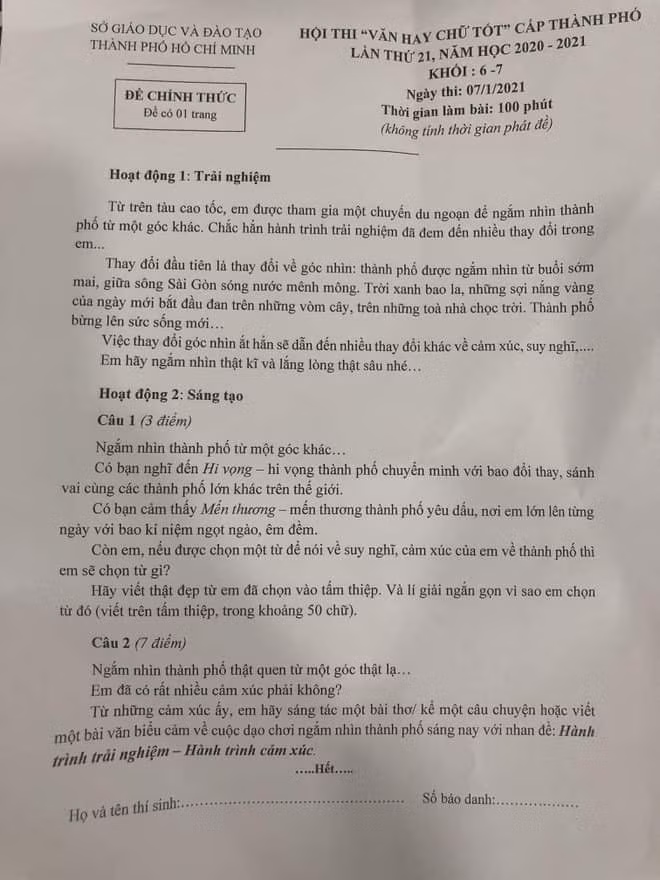 Hình thức thi Văn “lạ” ở TP.HCM: Học sinh được du ngoạn trên tàu cao tốc để ngắm thành phố ảnh 4