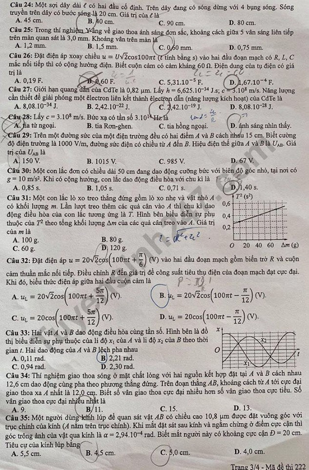 So ngay đáp án bài thi tổ hợp Khoa học Tự nhiên của kỳ thi Tốt nghiệp THPT 2020 ảnh 18
