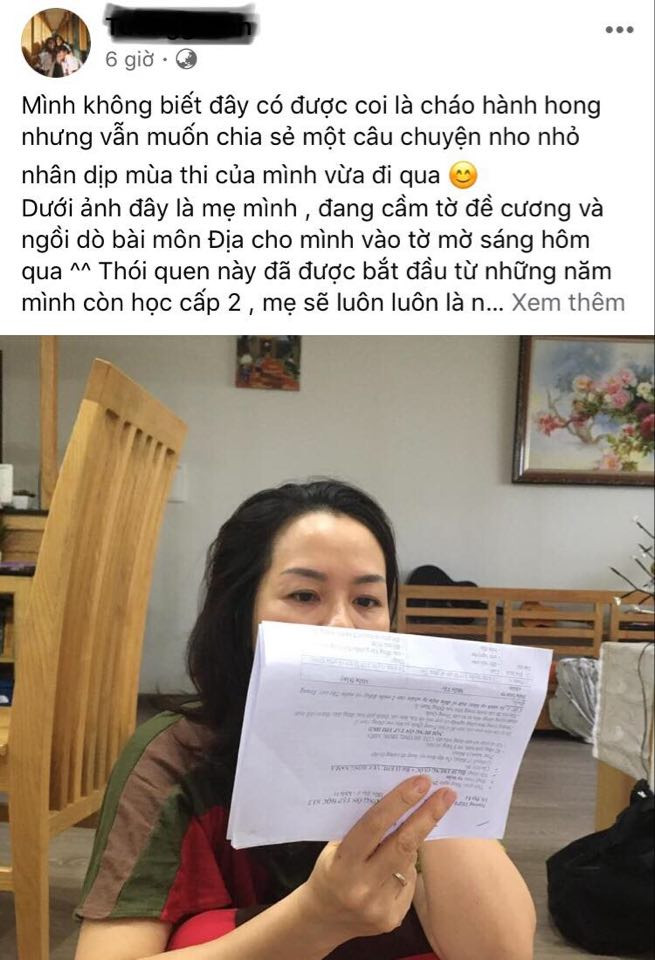 Góc ấm lòng: Mẹ ra tay “cứu nguy” mùa thi, cùng con gái học bài từ sáng sớm ảnh 1