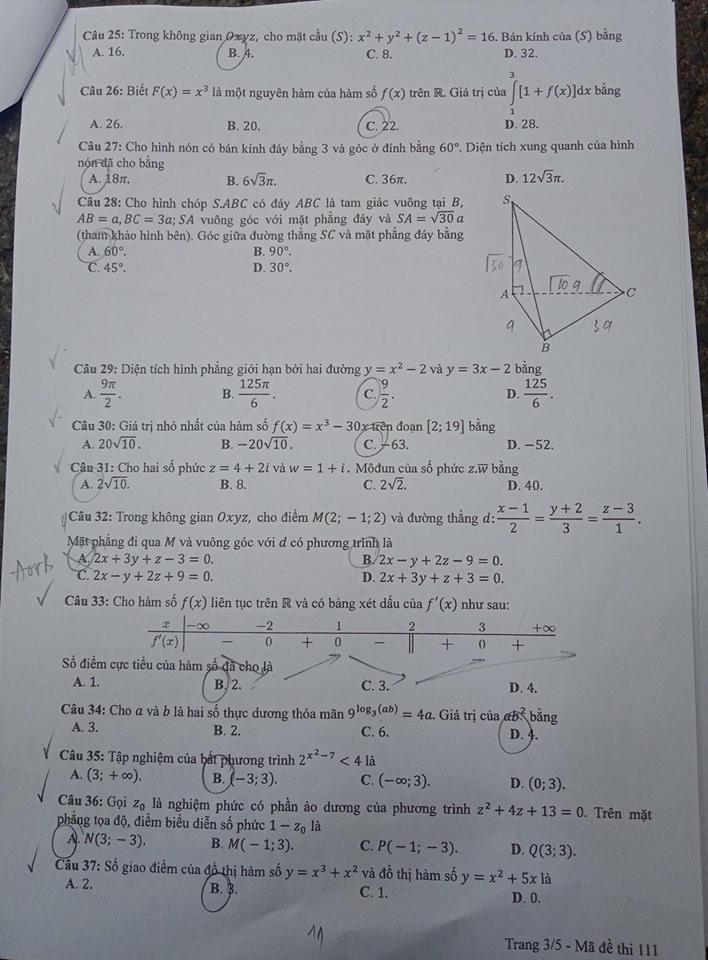 Gợi ý đáp án môn Toán thi Tốt nghiệp THPT 2020: Cùng chấm xem mình được mấy điểm! ảnh 3