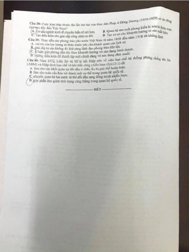 Gợi ý đáp án bài thi tổ hợp Khoa học Xã hội của kỳ thi tốt nghiệp THPT Quốc gia 2020 ảnh 11