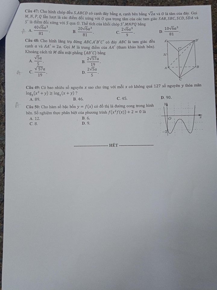 Gợi ý đáp án môn Toán thi Tốt nghiệp THPT 2020: Cùng chấm xem mình được mấy điểm! ảnh 5