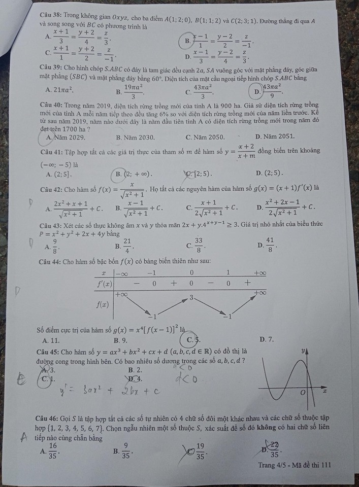 Gợi ý đáp án môn Toán thi Tốt nghiệp THPT 2020: Cùng chấm xem mình được mấy điểm! ảnh 4