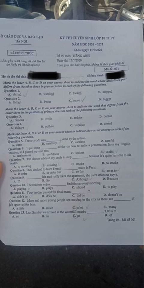 Vì sao đề thi Tiếng Anh được đánh giá dễ thở mà học sinh Hà Nội lại lo lắng? ảnh 1