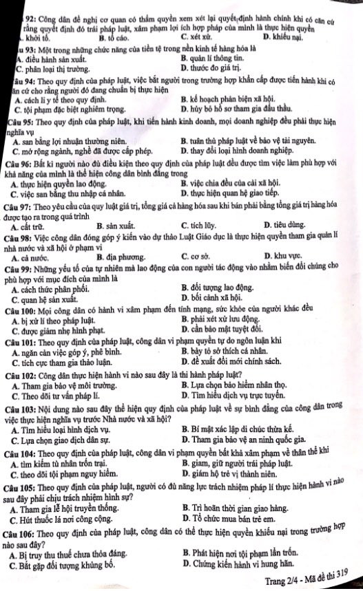 Gợi ý đáp án bài thi tổ hợp Khoa học Xã hội của kỳ thi tốt nghiệp THPT Quốc gia 2020 ảnh 3