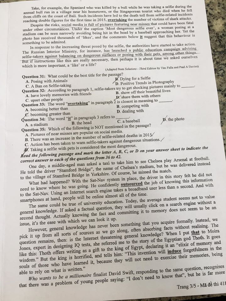 NÓNG: Gợi ý đáp án bài thi tiếng Anh kỳ thi tốt nghiệp THPT Quốc gia năm 2020 ảnh 3