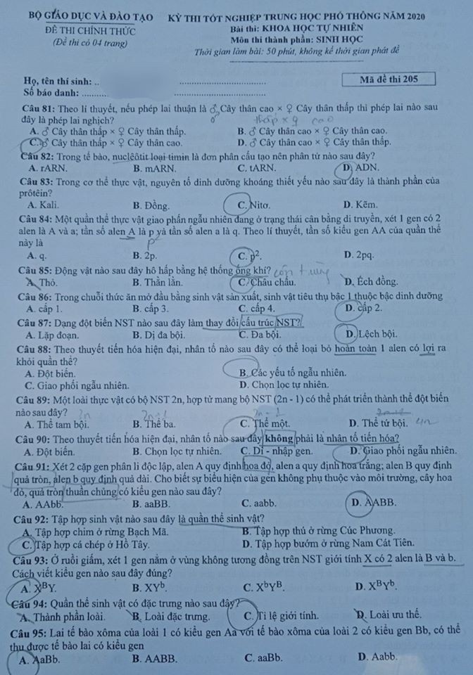 So ngay đáp án bài thi tổ hợp Khoa học Tự nhiên của kỳ thi Tốt nghiệp THPT 2020 ảnh 2