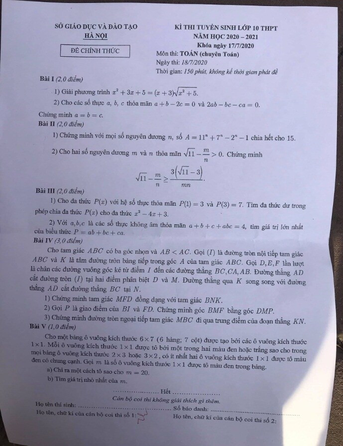 Thi lớp 10 chuyên Hà Nội: Đề Văn bàn về “những anh hùng thầm lặng”, đề Toán khó nhằn ảnh 2