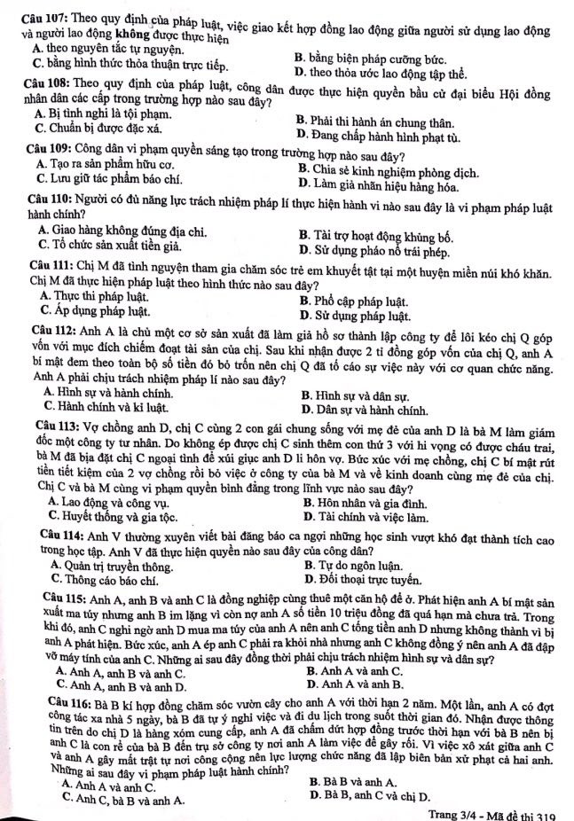 Gợi ý đáp án bài thi tổ hợp Khoa học Xã hội của kỳ thi tốt nghiệp THPT Quốc gia 2020 ảnh 4
