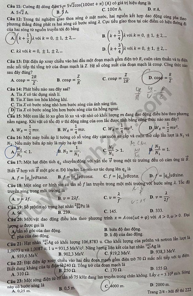 So ngay đáp án bài thi tổ hợp Khoa học Tự nhiên của kỳ thi Tốt nghiệp THPT 2020 ảnh 17