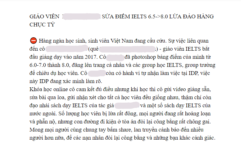 “Phốt” dậy sóng giới IELTS Việt Nam: Giáo viên bị tố khai khống điểm, không vững kiến thức ảnh 1