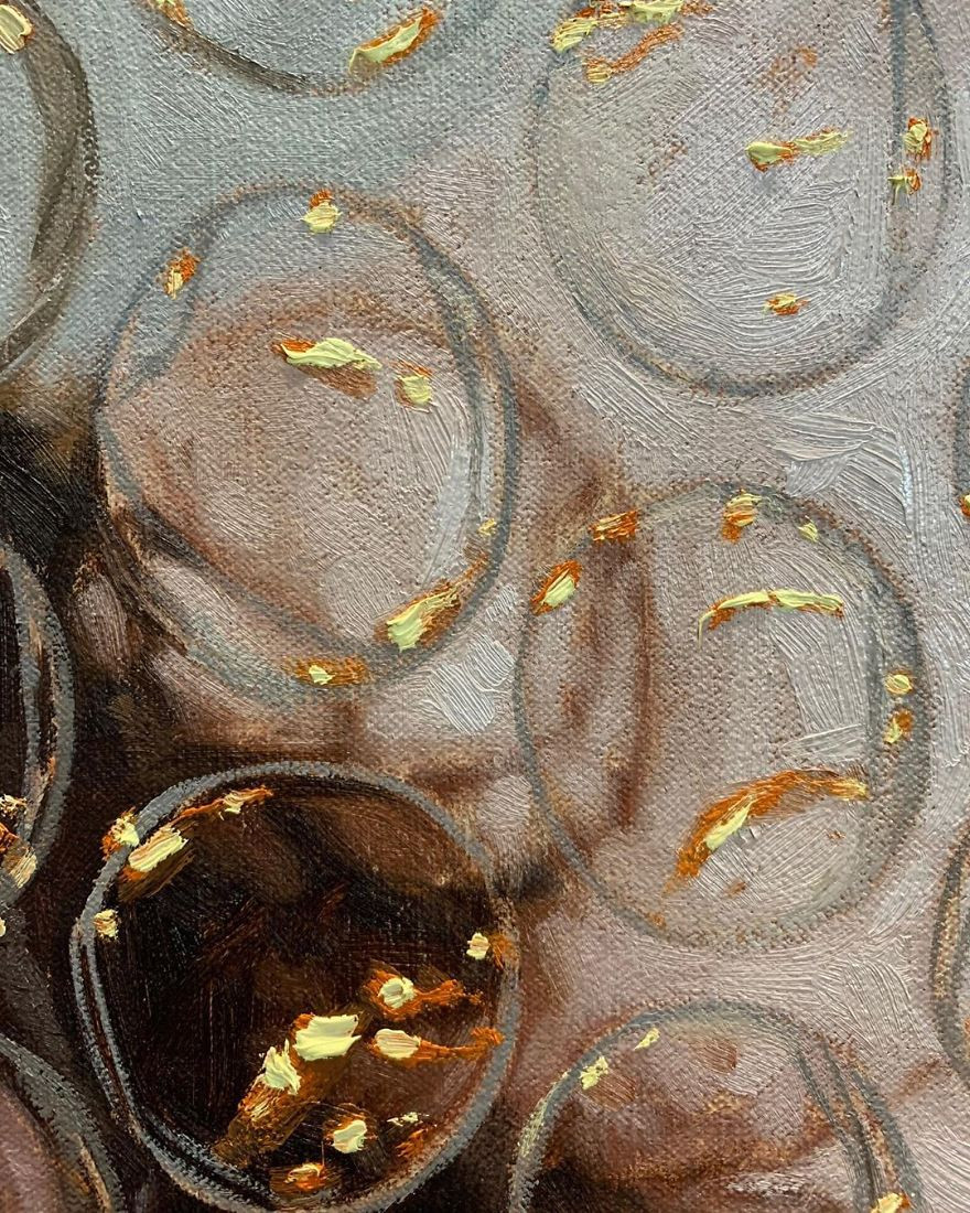 Góc đánh đố thị giác: Họa sĩ tự “sáng chế” miếng xốp bong bóng bảo vệ tranh y như thật ảnh 3