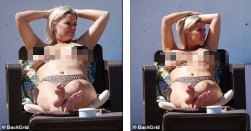 'Biểu tượng gợi cảm' Anh quốc một thời xồ xề thảm hại, để ngực trần bên bể bơi gây choáng ảnh 2