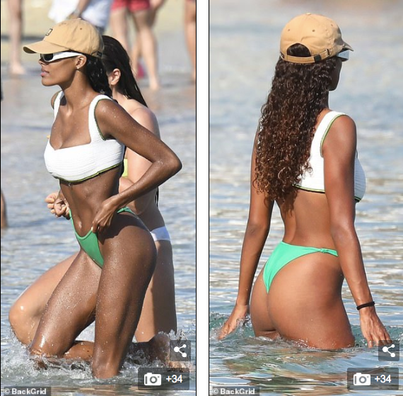 Mẫu 9x Tina Kunakey mặc bikini tôn 3 vòng 'nảy lửa' ở biển ảnh 1